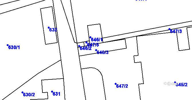 Parcela st. 646/3 v KÚ Dýšina, Katastrální mapa