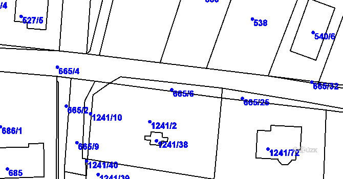 Parcela st. 665/6 v KÚ Dýšina, Katastrální mapa