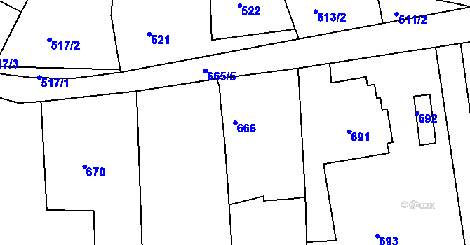 Parcela st. 666 v KÚ Dýšina, Katastrální mapa