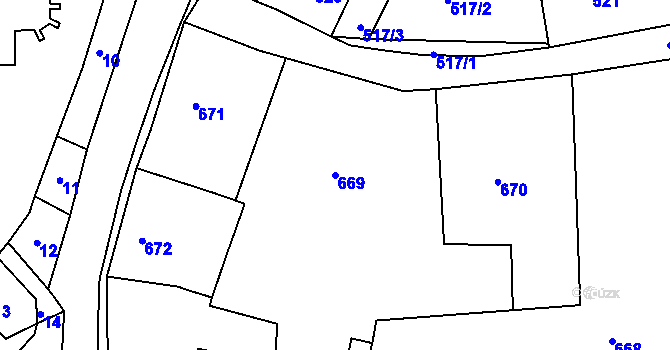 Parcela st. 669 v KÚ Dýšina, Katastrální mapa