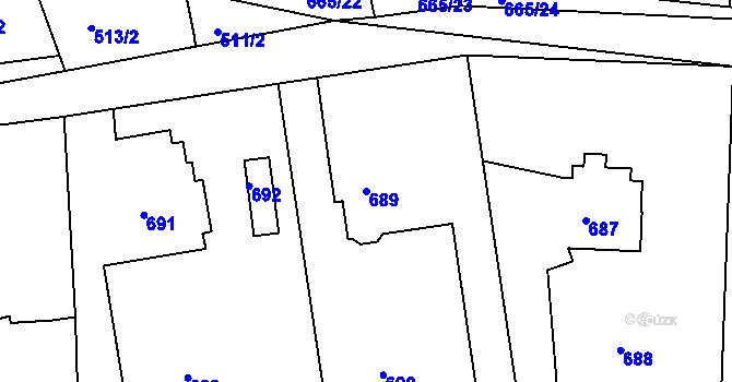 Parcela st. 689 v KÚ Dýšina, Katastrální mapa