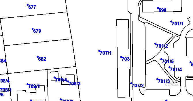Parcela st. 707 v KÚ Dýšina, Katastrální mapa