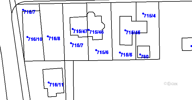 Parcela st. 715/6 v KÚ Dýšina, Katastrální mapa