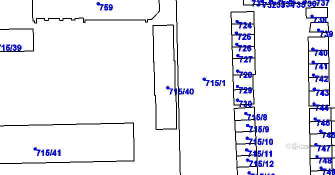 Parcela st. 715/40 v KÚ Dýšina, Katastrální mapa