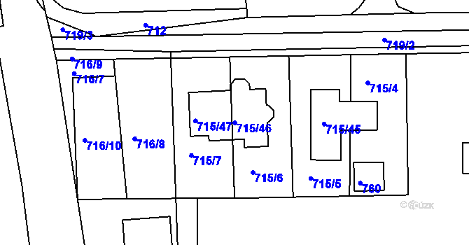 Parcela st. 715/46 v KÚ Dýšina, Katastrální mapa