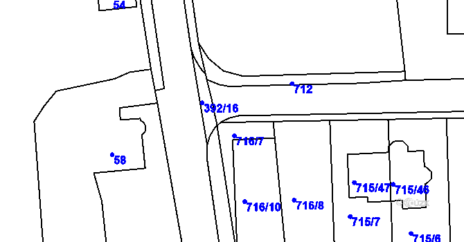 Parcela st. 716/9 v KÚ Dýšina, Katastrální mapa