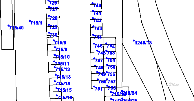 Parcela st. 746 v KÚ Dýšina, Katastrální mapa