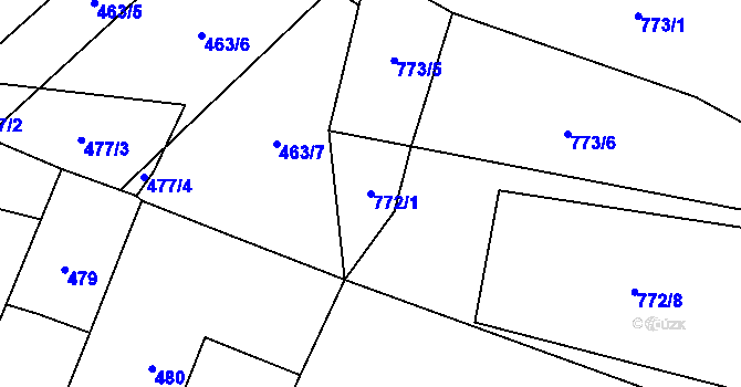 Parcela st. 772/1 v KÚ Dýšina, Katastrální mapa