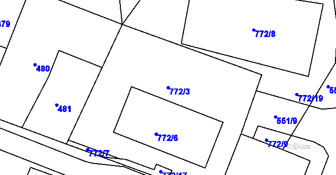 Parcela st. 772/3 v KÚ Dýšina, Katastrální mapa