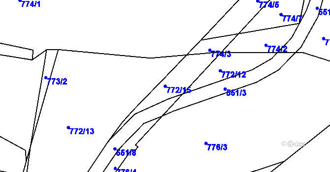Parcela st. 772/15 v KÚ Dýšina, Katastrální mapa