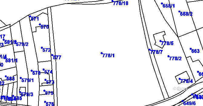 Parcela st. 778/1 v KÚ Dýšina, Katastrální mapa