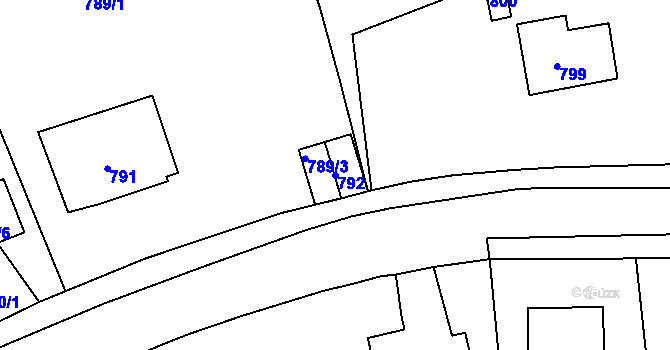 Parcela st. 792 v KÚ Dýšina, Katastrální mapa