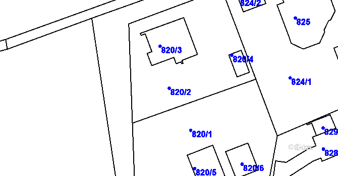 Parcela st. 820/2 v KÚ Dýšina, Katastrální mapa