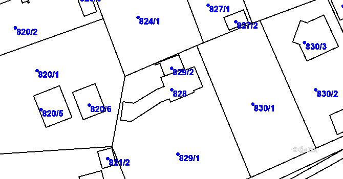 Parcela st. 828 v KÚ Dýšina, Katastrální mapa