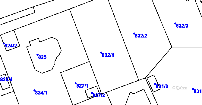 Parcela st. 832/1 v KÚ Dýšina, Katastrální mapa