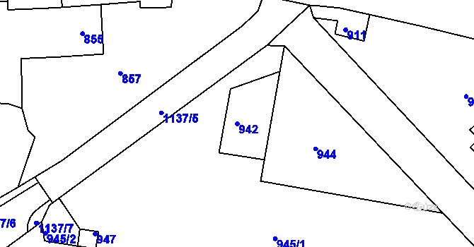 Parcela st. 942 v KÚ Dýšina, Katastrální mapa