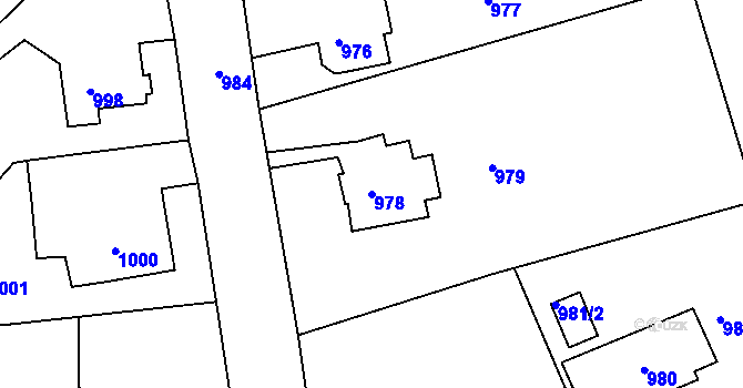 Parcela st. 978 v KÚ Dýšina, Katastrální mapa