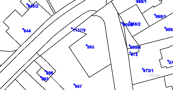 Parcela st. 995 v KÚ Dýšina, Katastrální mapa