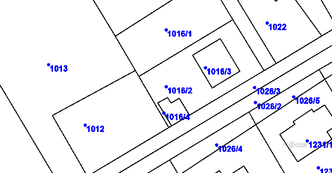 Parcela st. 1016/2 v KÚ Dýšina, Katastrální mapa