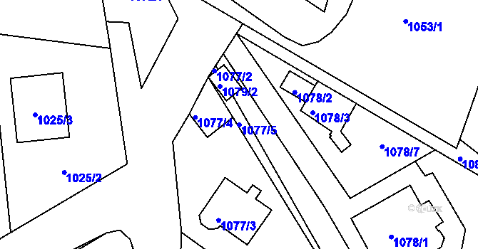Parcela st. 1077/5 v KÚ Dýšina, Katastrální mapa