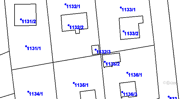 Parcela st. 1132/3 v KÚ Dýšina, Katastrální mapa