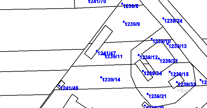 Parcela st. 1239/11 v KÚ Dýšina, Katastrální mapa