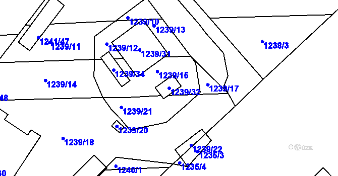 Parcela st. 1239/32 v KÚ Dýšina, Katastrální mapa