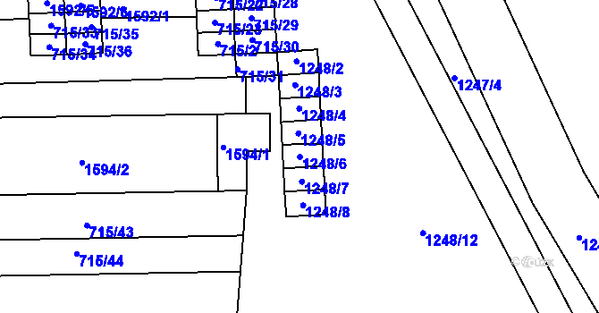 Parcela st. 1248/6 v KÚ Dýšina, Katastrální mapa