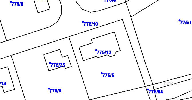 Parcela st. 775/12 v KÚ Dýšina, Katastrální mapa