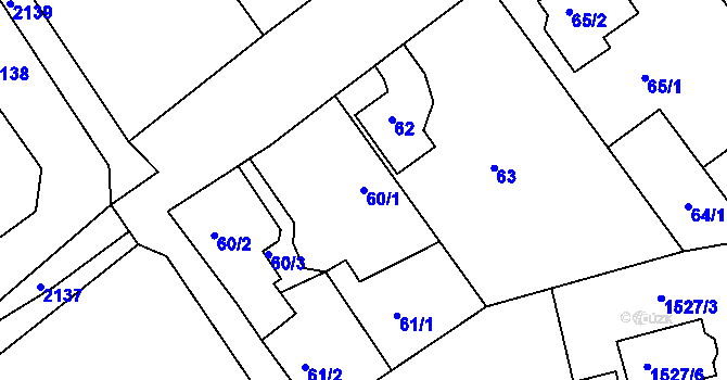 Parcela st. 60/1 v KÚ Dýšina, Katastrální mapa