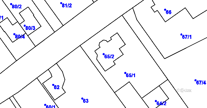 Parcela st. 65/2 v KÚ Dýšina, Katastrální mapa