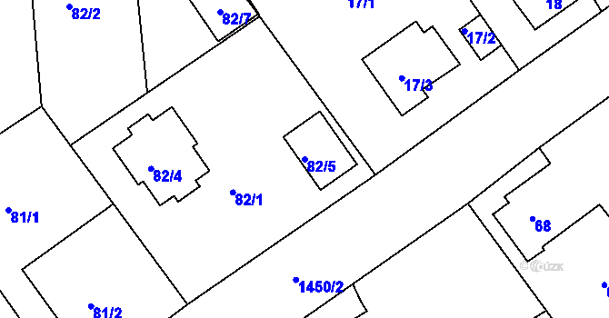 Parcela st. 82/5 v KÚ Dýšina, Katastrální mapa