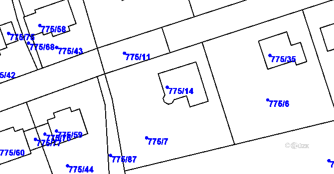 Parcela st. 775/14 v KÚ Dýšina, Katastrální mapa