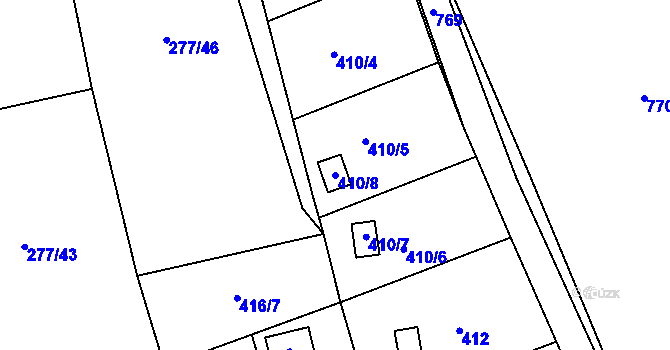 Parcela st. 410/8 v KÚ Dýšina, Katastrální mapa