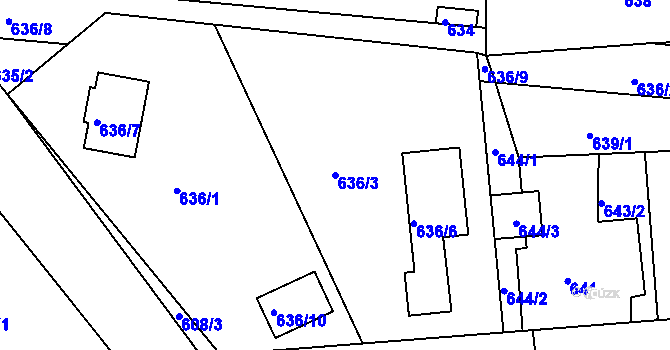 Parcela st. 636/3 v KÚ Dýšina, Katastrální mapa