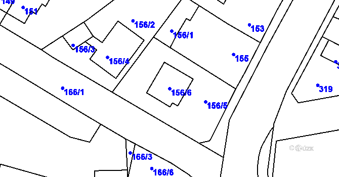 Parcela st. 156/6 v KÚ Dýšina, Katastrální mapa