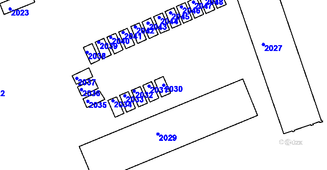 Parcela st. 2030 v KÚ Dýšina, Katastrální mapa