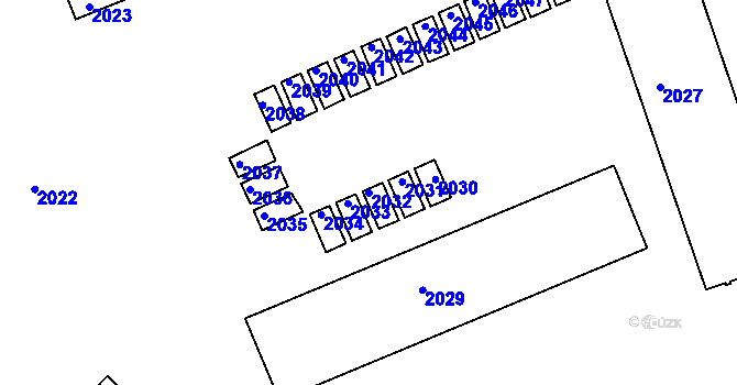 Parcela st. 2032 v KÚ Dýšina, Katastrální mapa