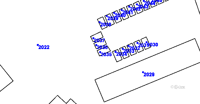 Parcela st. 2035 v KÚ Dýšina, Katastrální mapa
