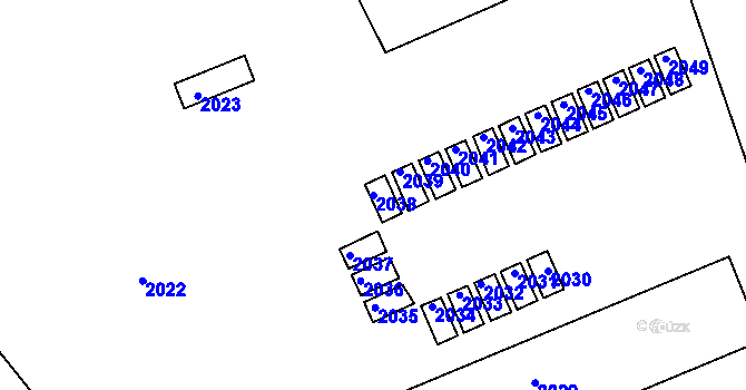 Parcela st. 2038 v KÚ Dýšina, Katastrální mapa