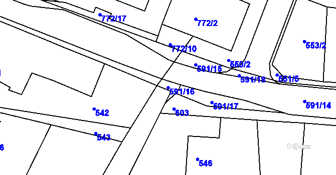 Parcela st. 591/16 v KÚ Dýšina, Katastrální mapa
