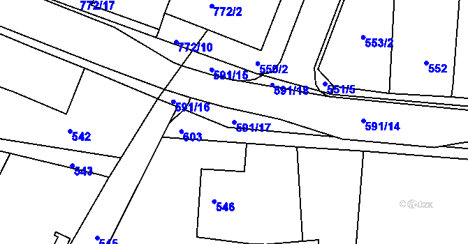Parcela st. 591/17 v KÚ Dýšina, Katastrální mapa