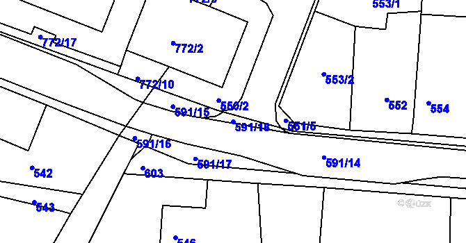 Parcela st. 591/18 v KÚ Dýšina, Katastrální mapa