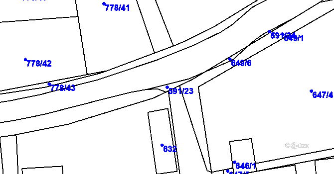 Parcela st. 591/23 v KÚ Dýšina, Katastrální mapa