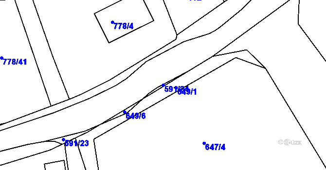Parcela st. 591/24 v KÚ Dýšina, Katastrální mapa