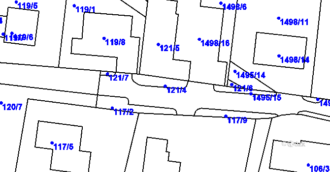Parcela st. 121/4 v KÚ Dýšina, Katastrální mapa
