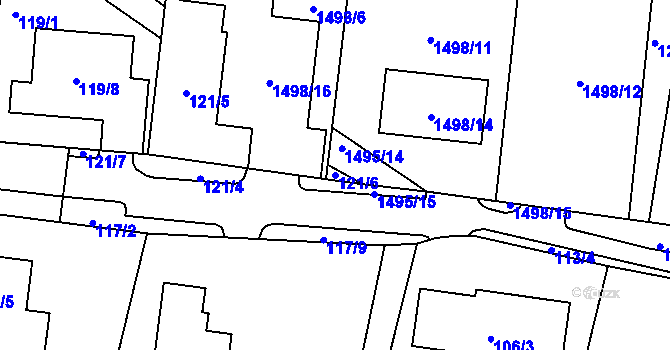Parcela st. 121/6 v KÚ Dýšina, Katastrální mapa