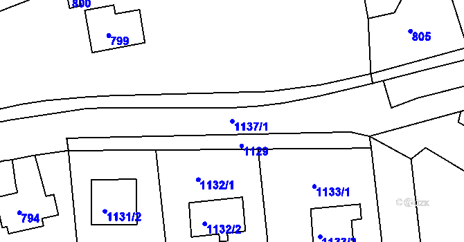 Parcela st. 1137/1 v KÚ Dýšina, Katastrální mapa