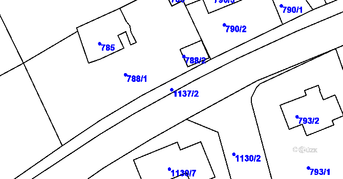 Parcela st. 1137/2 v KÚ Dýšina, Katastrální mapa