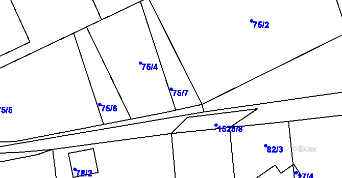 Parcela st. 75/7 v KÚ Dýšina, Katastrální mapa